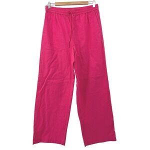 J.Crew Factory Womens Linen Blend Wide Leg Drawstring Pants Pink Size 8 NWT